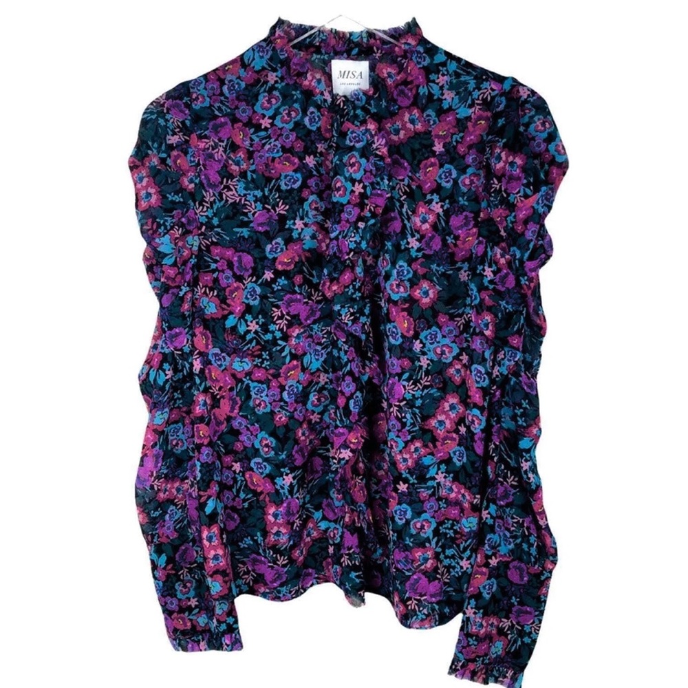 Misa Los Angeles purple and pink floral blouse